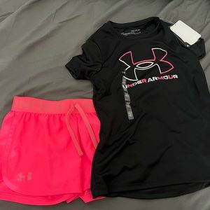 Girls under armor pink and black set